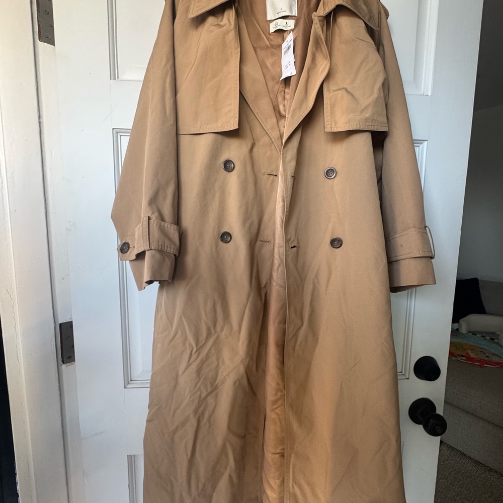 Abercrombie & Fitch Tan Double-Breasted Trench Coat